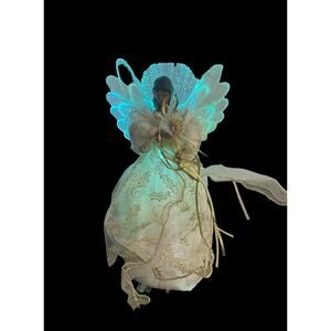 Fiber Optic Angel Christmas Tree Topper Colorful LED Lights Plays Silent Night